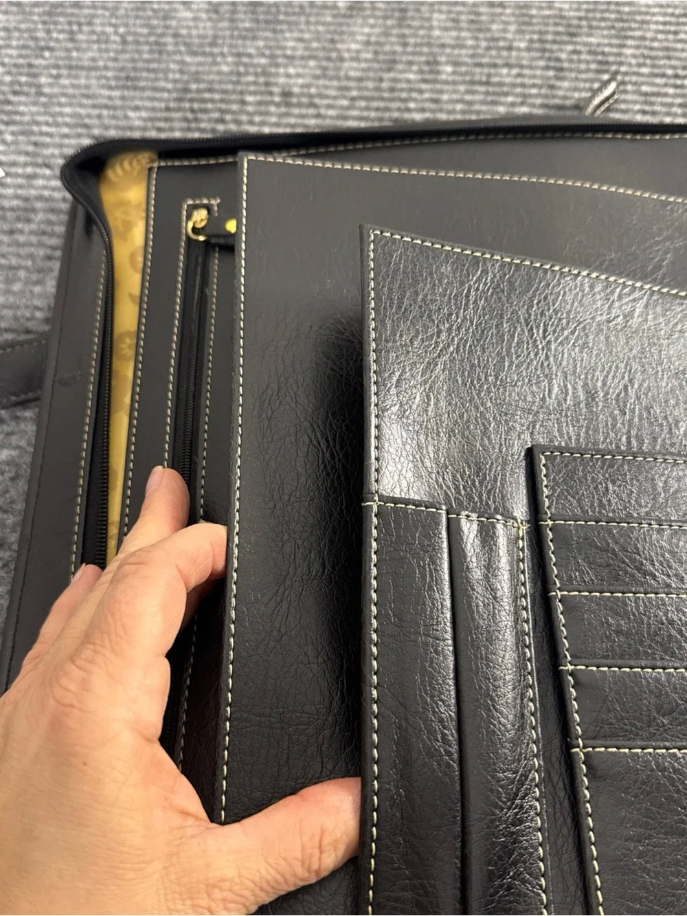 Franklin Covey Binder Briefcase Organizer With Double Handles Black Leather